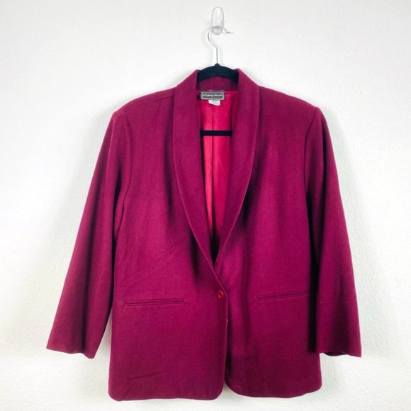Intriguing Threads Jackets & Blazers - Intruiging Threads VTG Scarlet Single Breast 100% Wool 3/4 Sleeve Blazer L